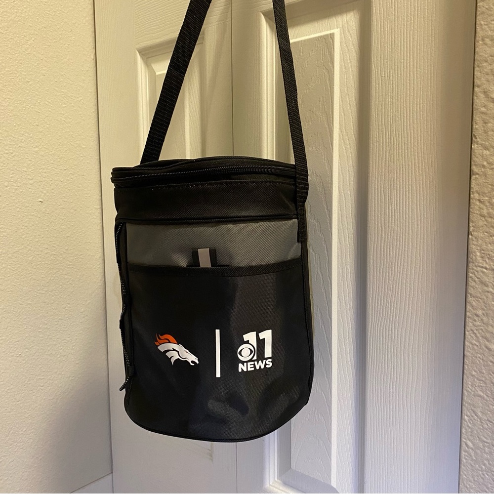 Denver Broncos round barrel insulated cooler bag